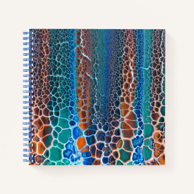 Cuaderno Abstracción de vidrio manchado azul naranja Verde  (Anverso)