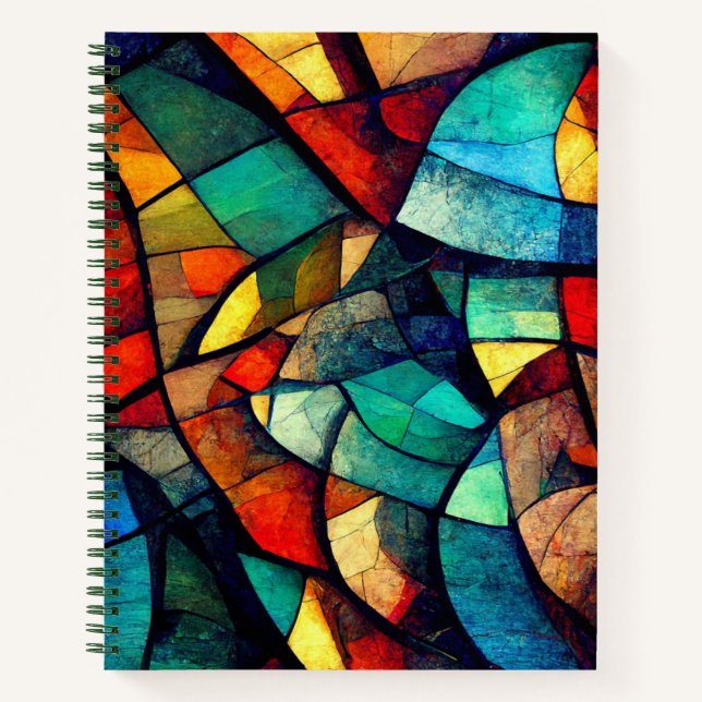 Cuaderno Abstracción de vidrio manchado colorido (Anverso)