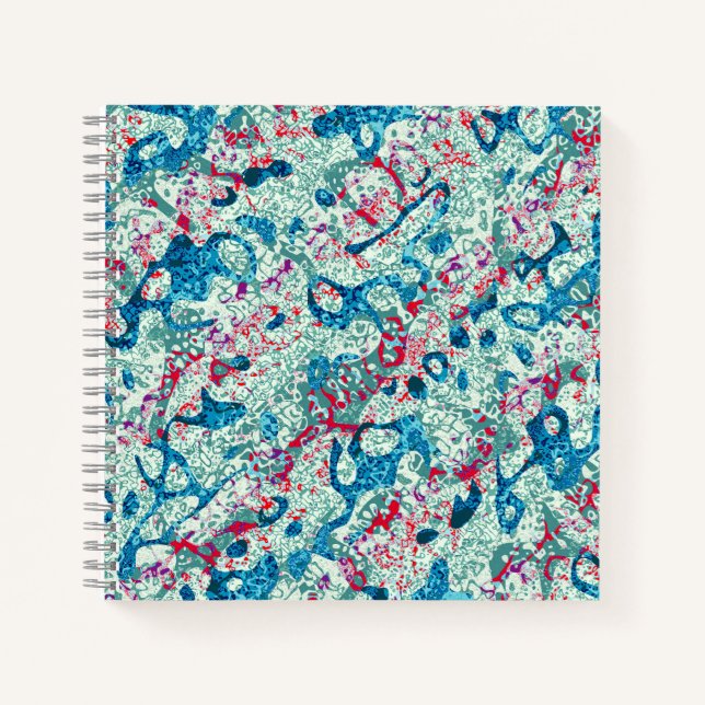 Cuaderno Abstracción gráfica Verde azulada de color azul (Anverso)