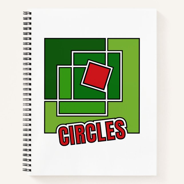 Cuaderno Abstracción verde con cuadrado rojo retorcido (Anverso)