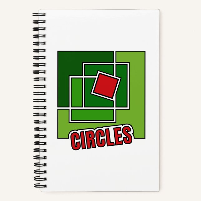 Cuaderno Abstracción verde con cuadrado rojo retorcido (Anverso)
