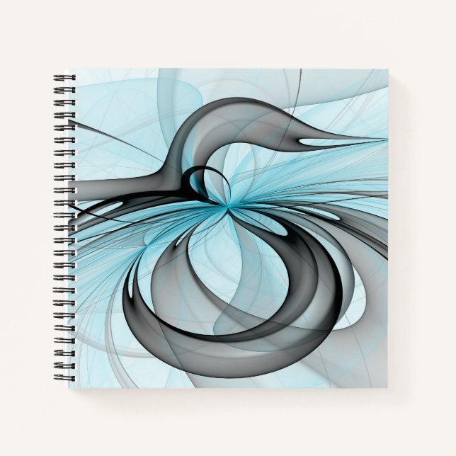 Cuaderno Abstract Anthracite Gray Blue Modern Fractal Art (Anverso)