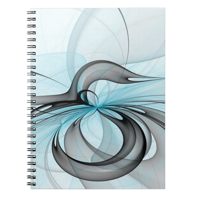 Cuaderno Abstract Anthracite Gray Blue Modern Fractal Art (Frente)