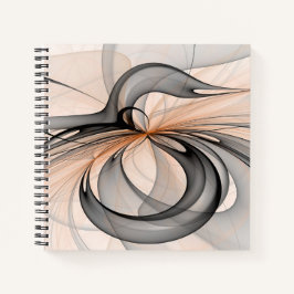 Cuaderno Abstract Anthracite Gray Sienna Modern Fractal Art