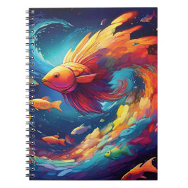 Cuaderno Abstract art with fish in space