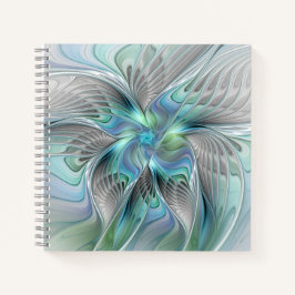 Cuaderno Abstract Blue Green Butterfly Fantasy Fractal Art