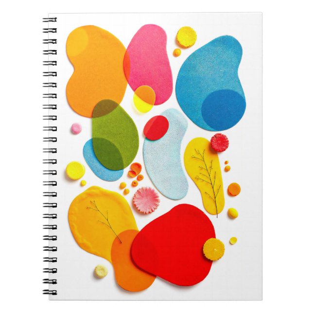 Cuaderno Abstract Colorful Organic Shapes Botanical Collage (Frente)