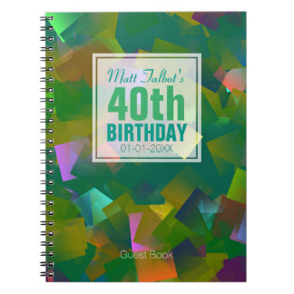 Cuaderno Abstract Cubist Shapes 40th Birthday Guest Book 6a