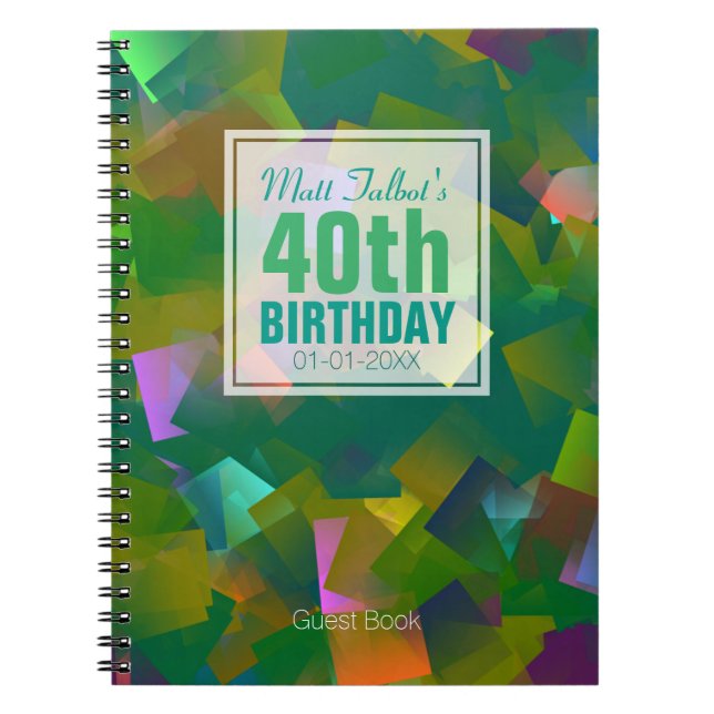 Cuaderno Abstract Cubist Shapes 40th Birthday Guest Book 6a (Frente)