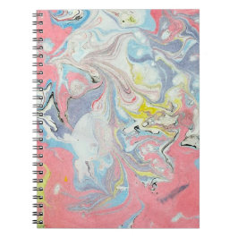 Cuaderno Abstract Ebru Water Marbling Pastel Heart Shaped