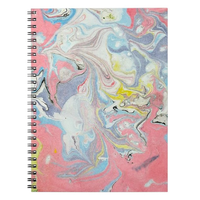 Cuaderno Abstract Ebru Water Marbling Pastel Heart Shaped (Frente)