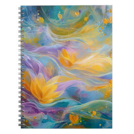 Cuaderno Abstract Golden Lotus Floating Flowers
