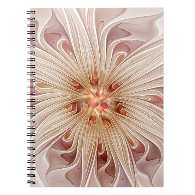 Cuaderno Abstract Modern Peach Pastel Flower Fractal Art (Frente)