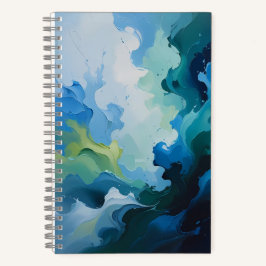 Cuaderno Abstract Ocean Breeze – Fluid Blue & Green Art