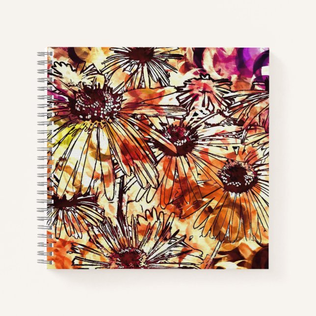 Cuaderno Abstract Paint Daub Sunflower Pattern (Anverso)