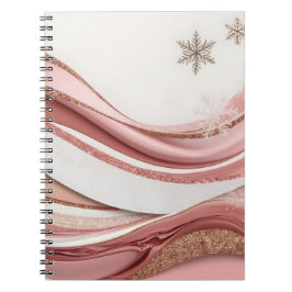 Cuaderno Abstract Pink and Gold Glitter Waves Notebook