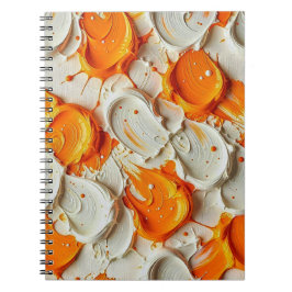 Cuaderno Abstract Swirling Teal and Orange Glossy Fluid Spl