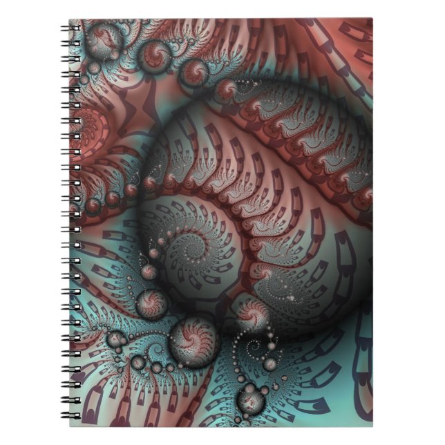 Cuaderno Abstract Vivid Fantasy Fractal Art Brown Blue (Frente)