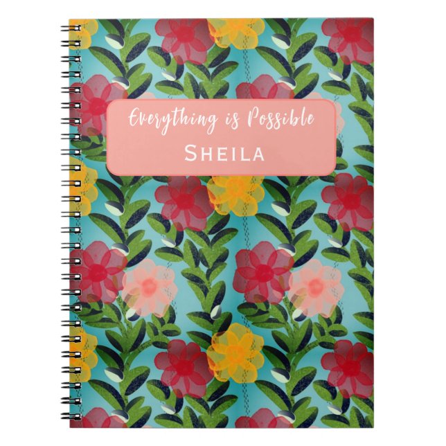 Cuaderno Abstract Watercolour Florals Notebook Blue (Frente)