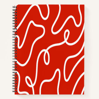Cuaderno Abstract Wavy Line Art Bold Red Minimalist Pattern