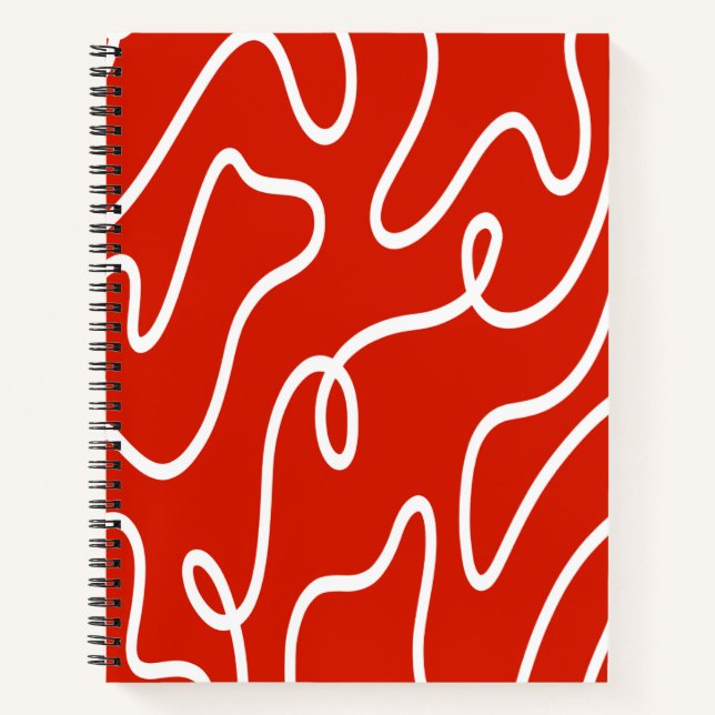 Cuaderno Abstract Wavy Line Art Bold Red Minimalist Pattern (Anverso)