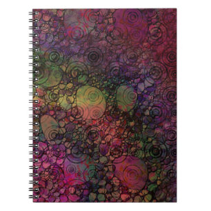 Cuaderno Abstracto Colorido con Círculos Negros y Grungy