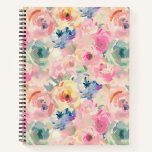 Cuaderno Abstracto Colorido Pastel Flores Patrón Floral