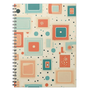 Cuaderno Abstracto cuadrado azul teal naranja de mediados d