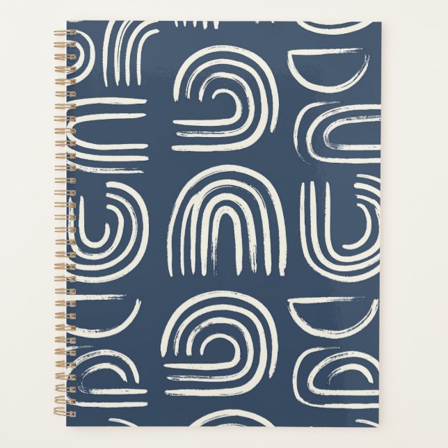 Cuaderno abstracto de arco azul marino | Moderno  (Anverso)