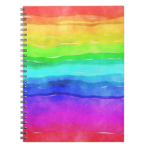 Cuaderno Abstracto de color de agua rayas pintadas arcoiris