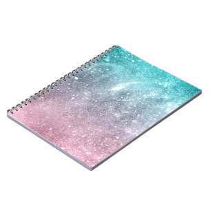 Cuaderno abstracto de galaxia acuática azul rosa oscura