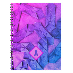 Cuaderno abstracto de magenta en monograma púrpura púrpura