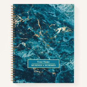 Cuaderno abstracto de mármol azul y dorado