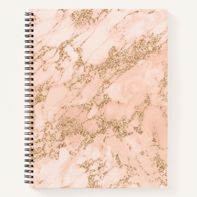 Cuaderno abstracto de mármol purpurina de oro Rosa (Anverso)