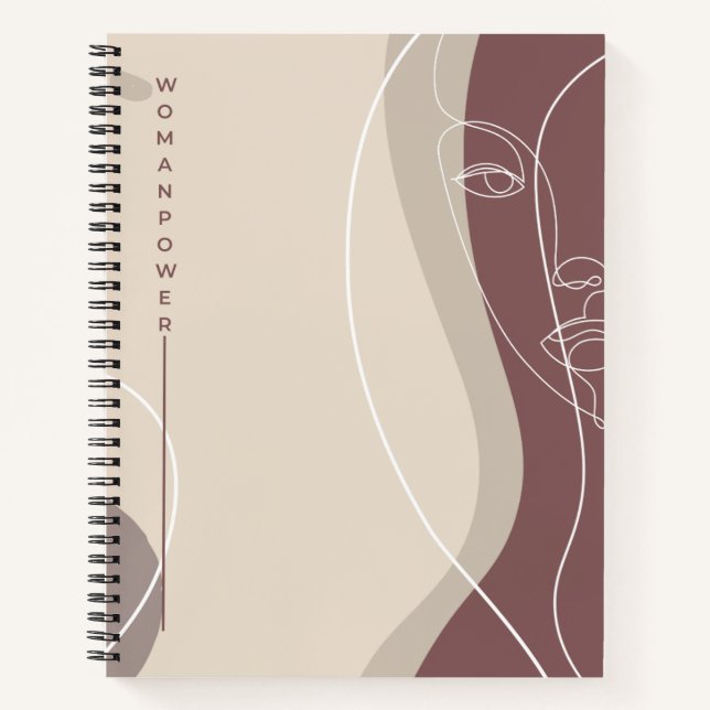 Cuaderno abstracto de mujer gris marrón crema (Anverso)