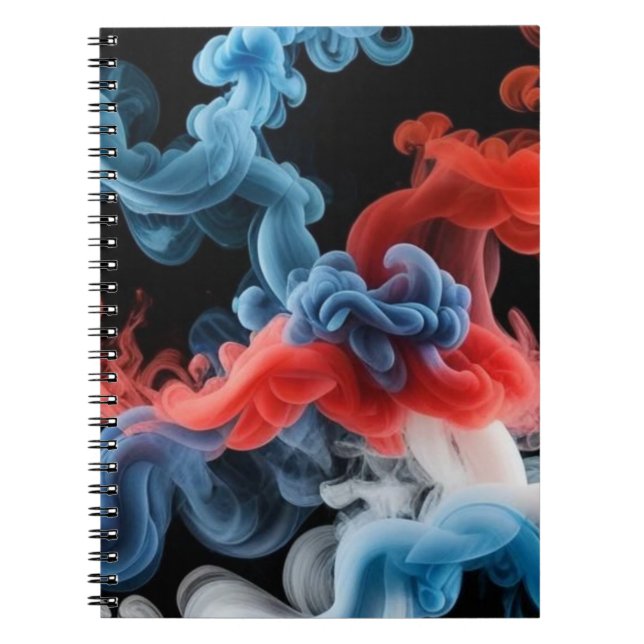 Cuaderno abstracto de nube de tinta roja y azul (Frente)