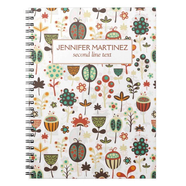 Cuaderno Abstracto Flores Y Árboles Coloridos (Frente)