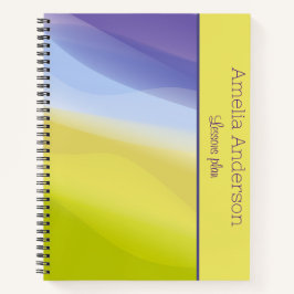 Cuaderno Abstracto lime verde lavanda nombre profesor Plann