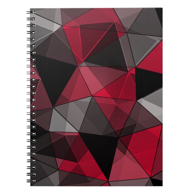 Cuaderno Abstracto, negro y rojo, triángulo, geométrico, ne (Frente)