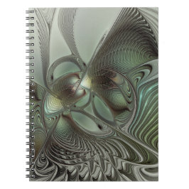 Cuaderno Abstracto Olive Sage Green Grey Fractal Art Fantas