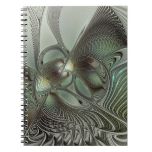 Cuaderno Abstracto Olive Sage Green Grey Fractal Art Fantas