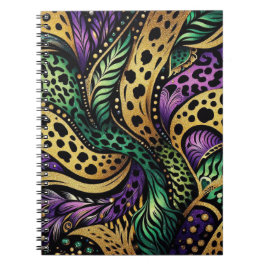 CUADERNO ABSTRACTO PURPLE VERDE ORO MARDI GRAS DERRAMES
