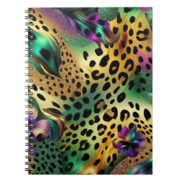 CUADERNO ABSTRACTO PURPLE VERDE ORO MARDI GRAS DERRAMES