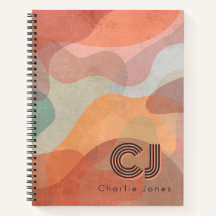 cuaderno abstracto terroso, diario de monograma pe
