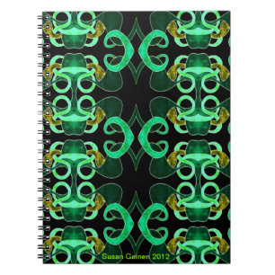 Cuaderno abstracto verde de la flor de lis