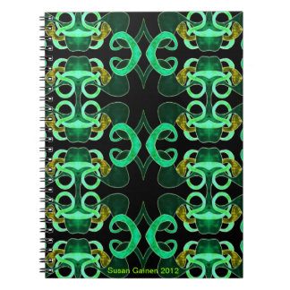 Cuaderno abstracto verde de la flor de lis