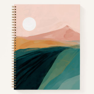 Cuaderno Abstrato de color de agua de montaña amarillo ver