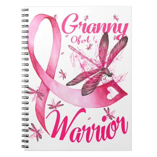 Cuaderno Abuela de un Guerrero Libélula Cáncer de Mama (Frente)