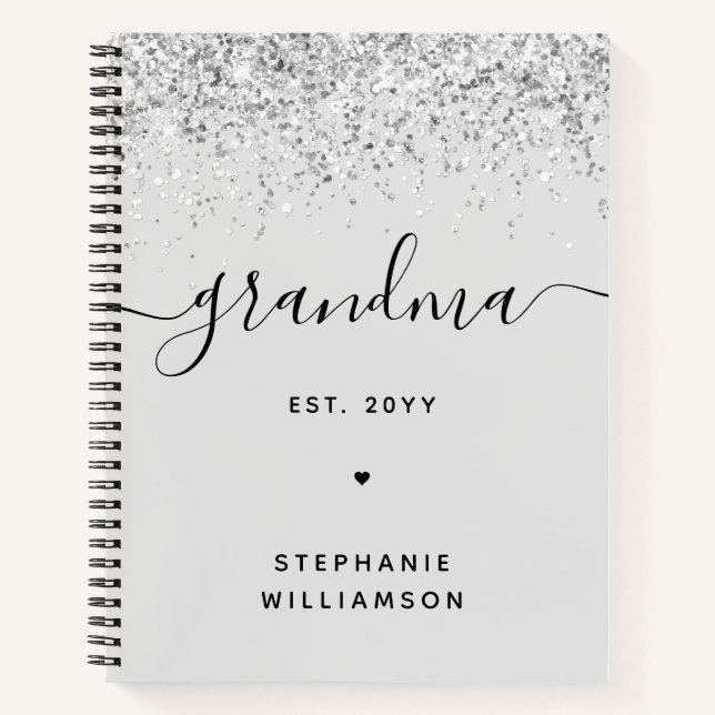 Cuaderno Abuela Est Purpurina Confetti Personalizado Regalo (Anverso)