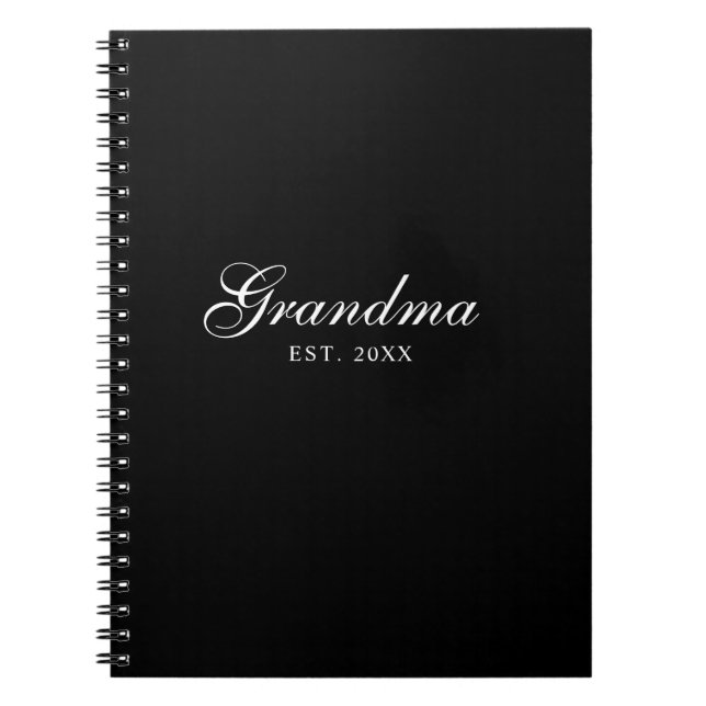 Cuaderno Abuela establecida guion elegante negro (Frente)
